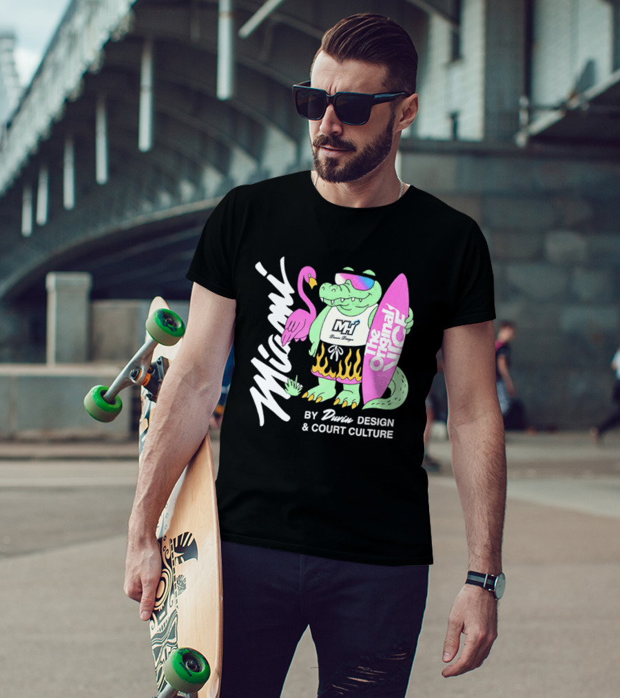 Miami Gator Flamingo Vibe The Original Vice By Dunin Court Culture T-Shirt