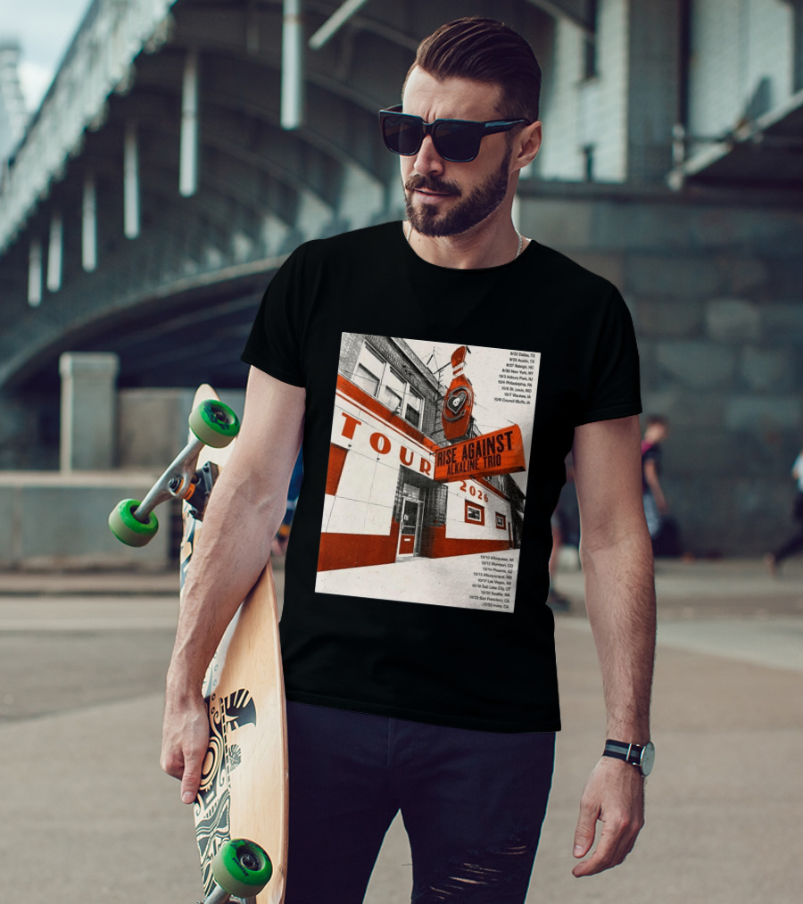 Rise Against Alkaline Trio Tour 2026 North America Dates Dallas Austin Chicago Seattle T-Shirt