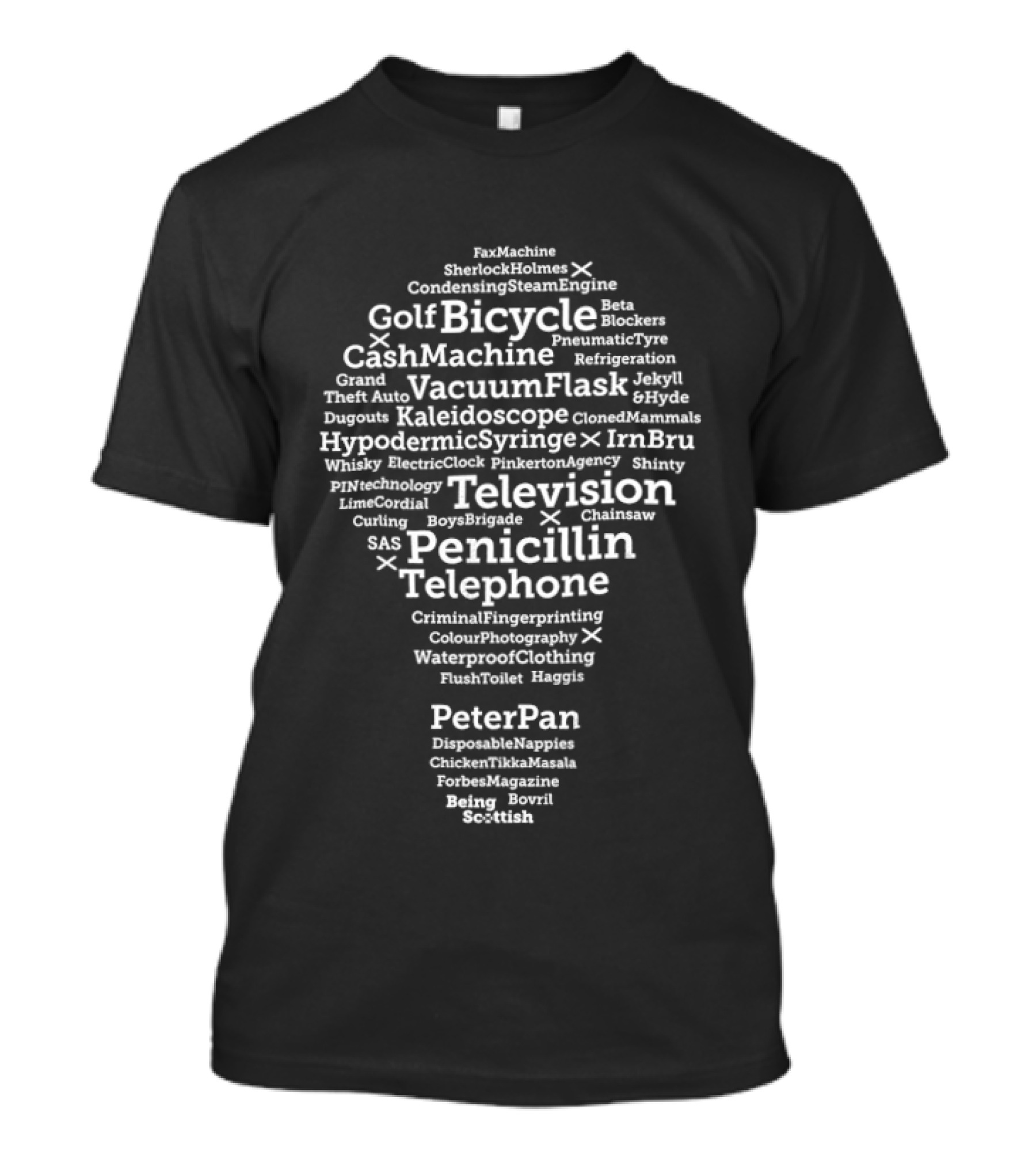 Scottish Inventions Telephone Penicillin Bike Vacuum Peter Pan Sherlock Holmes T-Shirt