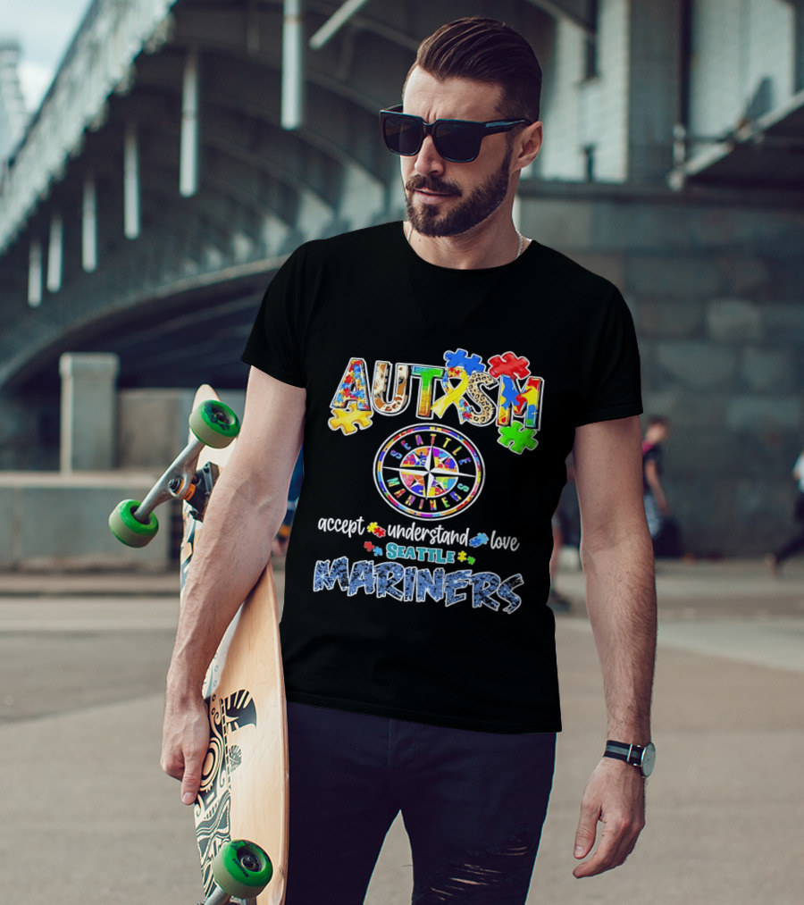 Seattle Mariners Autism Awareness Accept Understand Love Puzzle Pieces 2026 T-Shirt