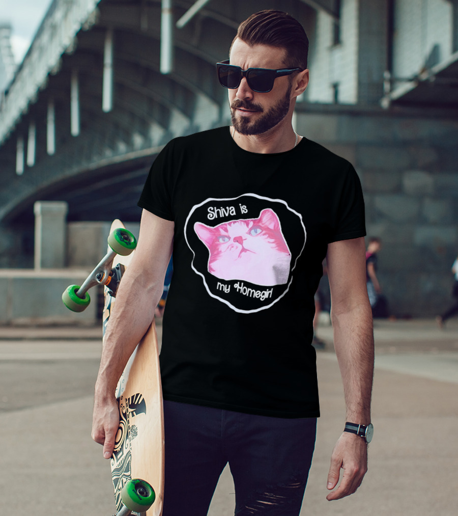 Shiva Is My Homegirl Pink Cat Face T-Shirt