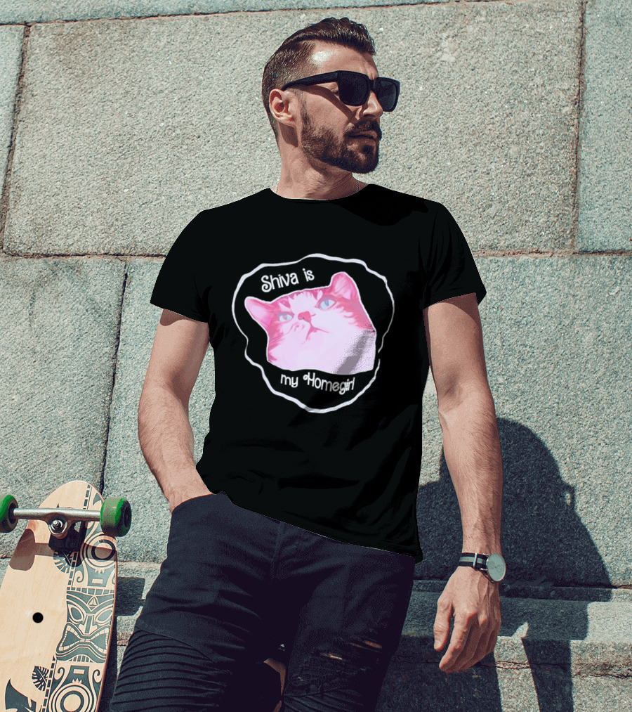 Shiva Is My Homegirl Pink Cat Face T-Shirt