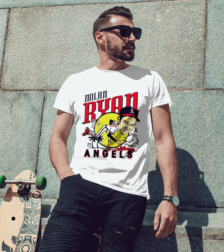 Nolan Ryan California Angels Caricature T-Shirt
