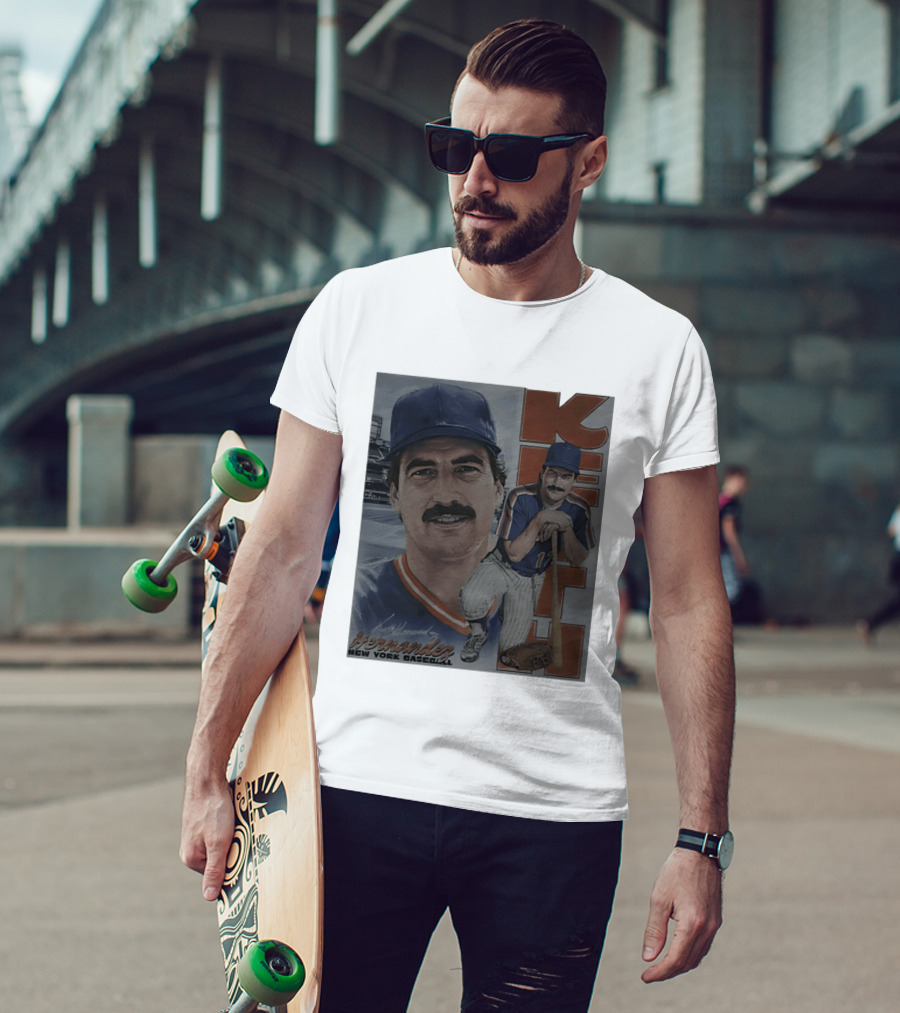 Keith Hernandez New York Baseball Mets Player Portrait With Bat T-Shirt
