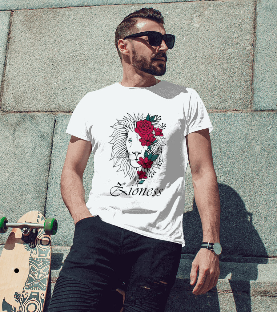 Lion Head Rose Lioness Zioness T-Shirt