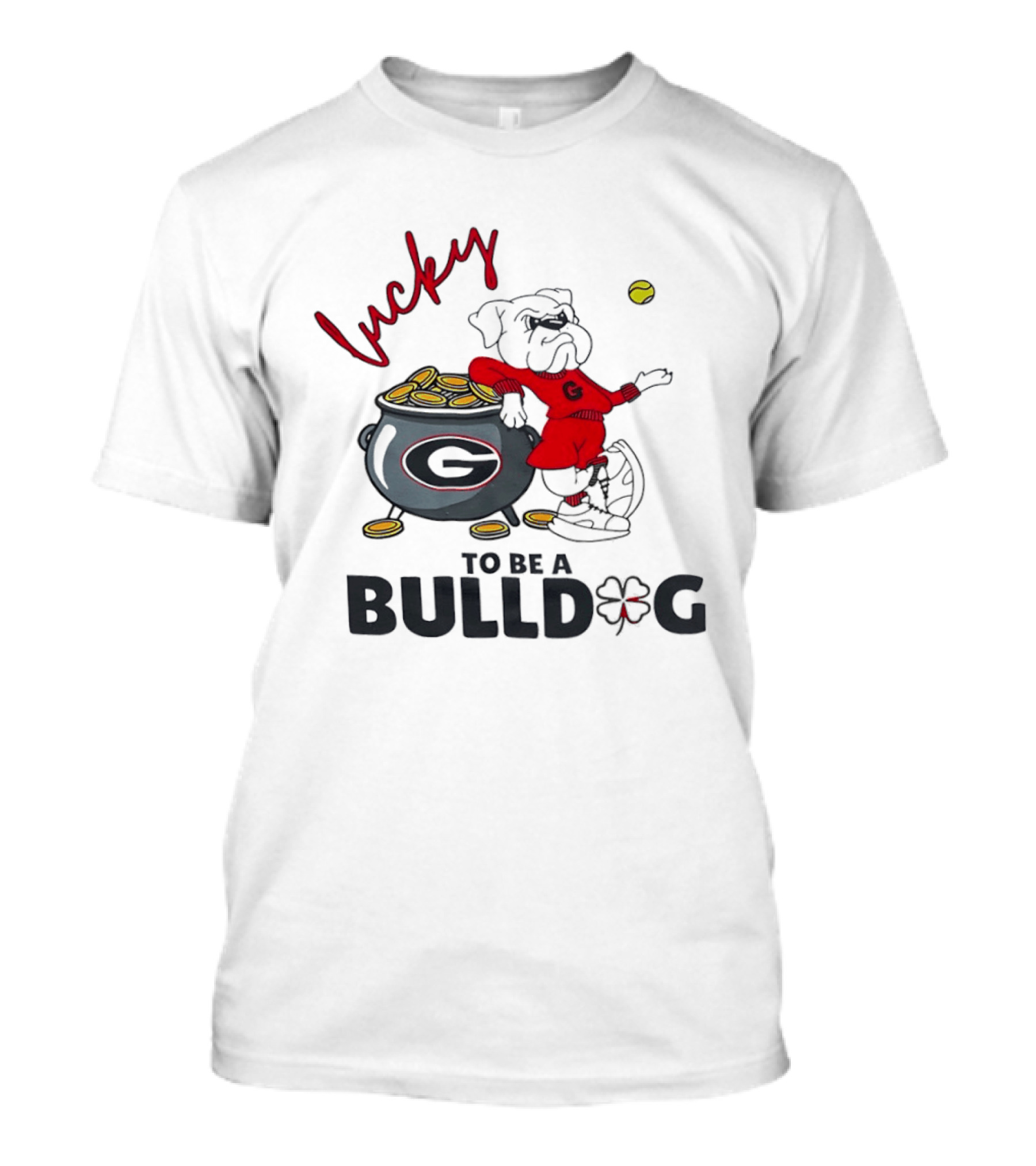 Lucky To Be A Georgia Bulldogs Football Fan With Pot Of Gold And Clover T-Shirt