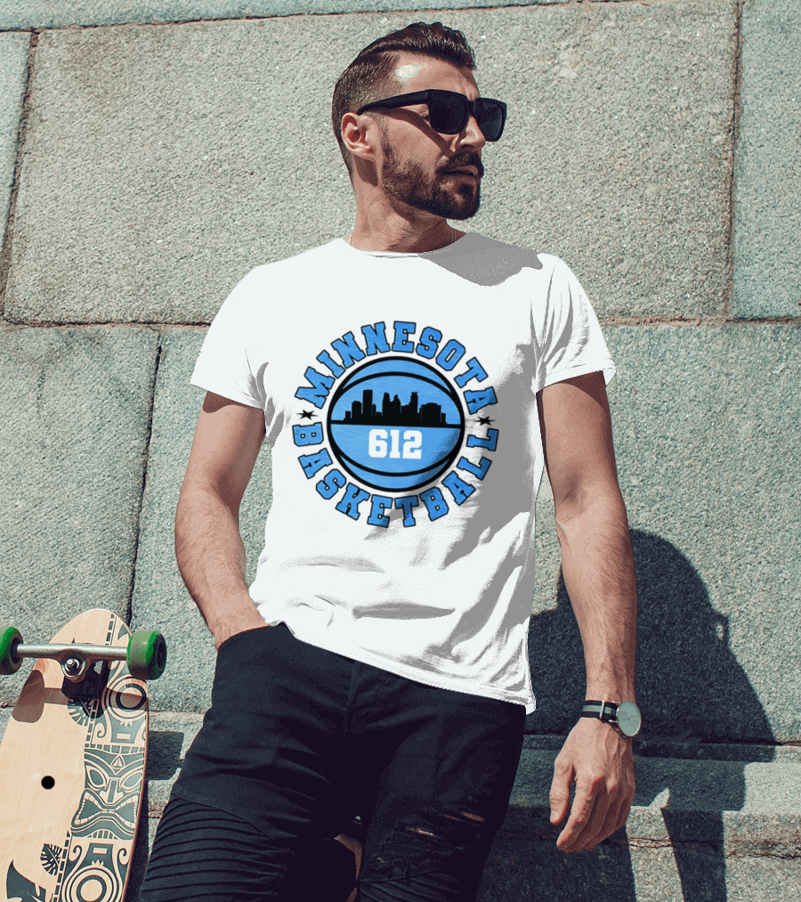 Minnesota Basketball 612 City Skyline T-Shirt