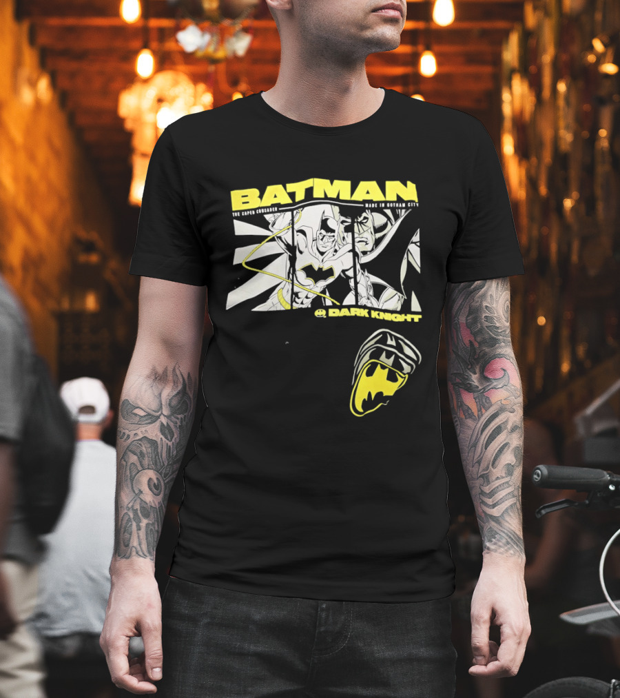 Batman Dark Knight Yellow Caped Crusader Montage T-Shirt