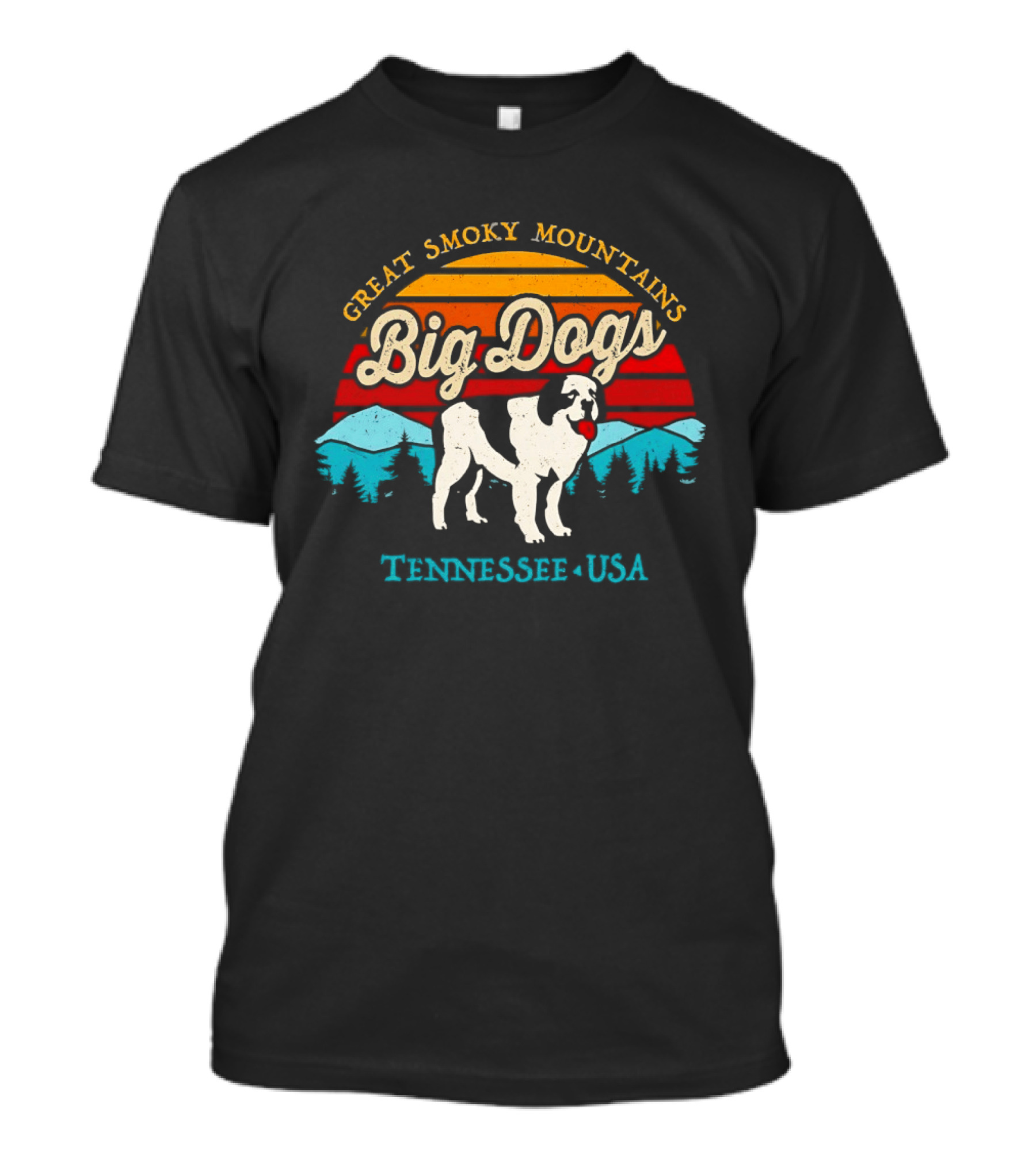 Great Smoky Mountains Big Dogs Tennessee USA Sunset Dog T-Shirt