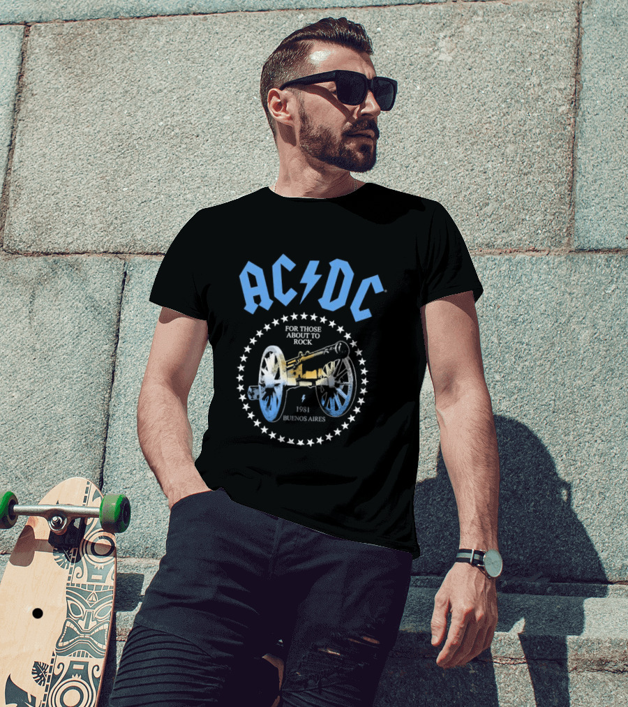 AC DC Argentina PWR Up World Tour 2026 Estadio River Plate Buenos Aires March 23 27 31 We Salute You Rock Por Todos Juegos 1981 T-Shirt