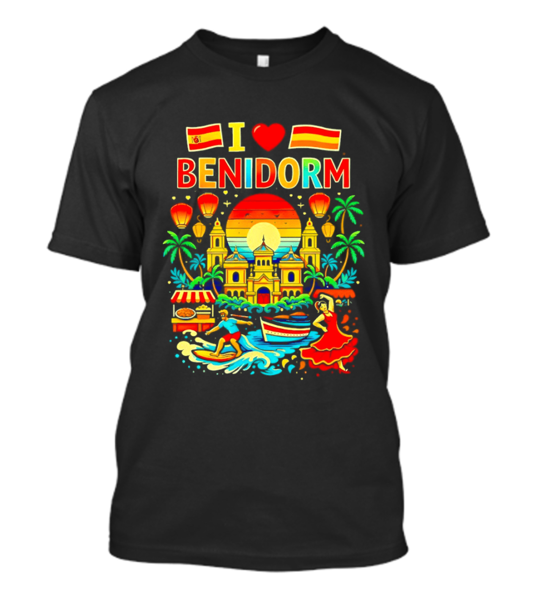 I Love Benidorm Spain Beach And Flamenco Celebration T-Shirt