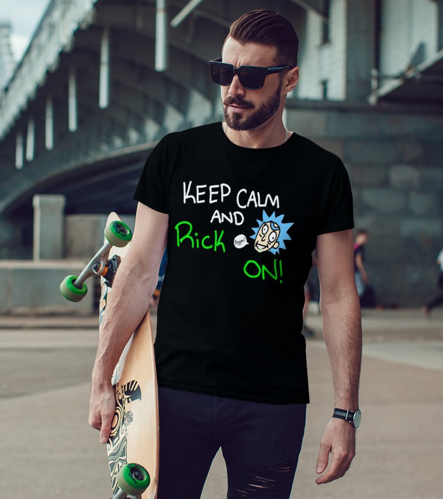 Keep Calm And Rick On Funny Cartoon T-Shirt