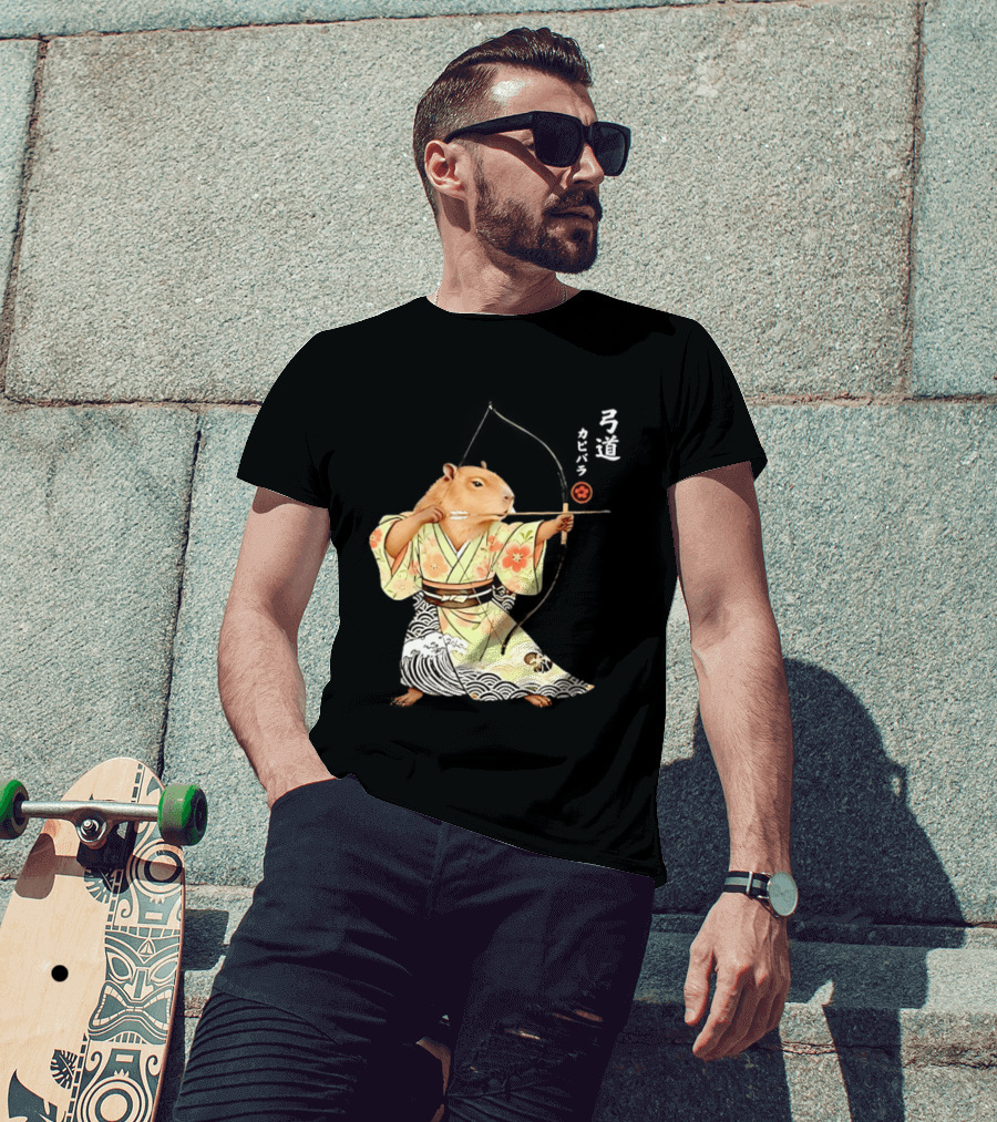 Capybara Kyudo Samurai Archery Japanese Animal T-Shirt
