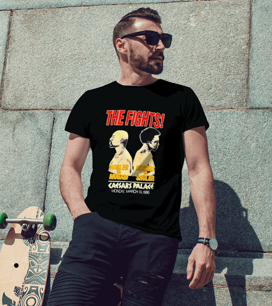 The Fights Hagler Vs Abi Hearns Vs Shuler Caesars Palace 1986 T-Shirt