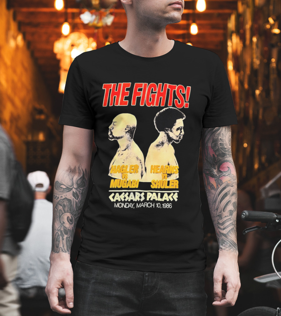 The Fights Hagler vs abi Hearns vs Shuler Caesars Palace 1986 T-Shirt