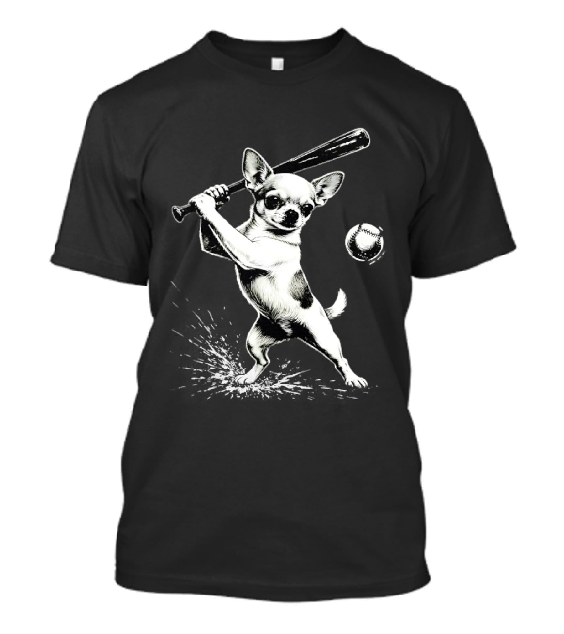 Chihuahua Playing Baseball Batting Cute Dog Sports Humor T-Shirt