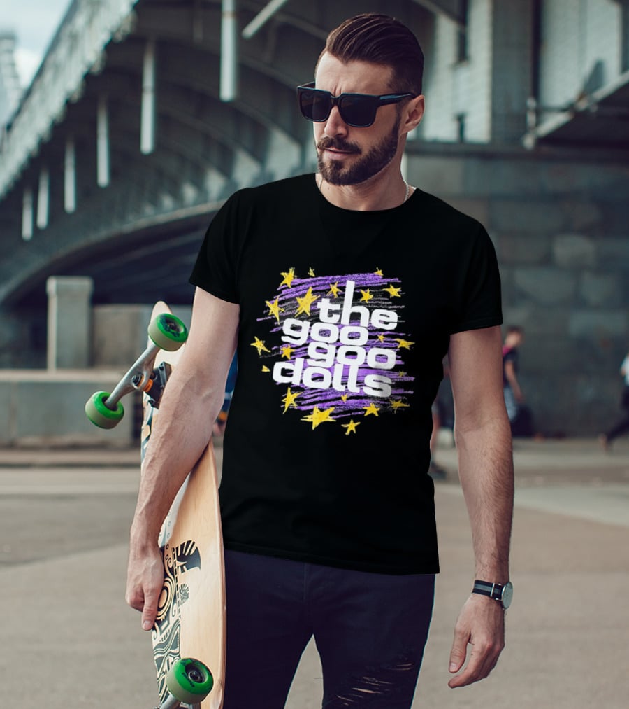 The Goo Goo Dolls Purple And Yellow Stars Brushstroke T-Shirt