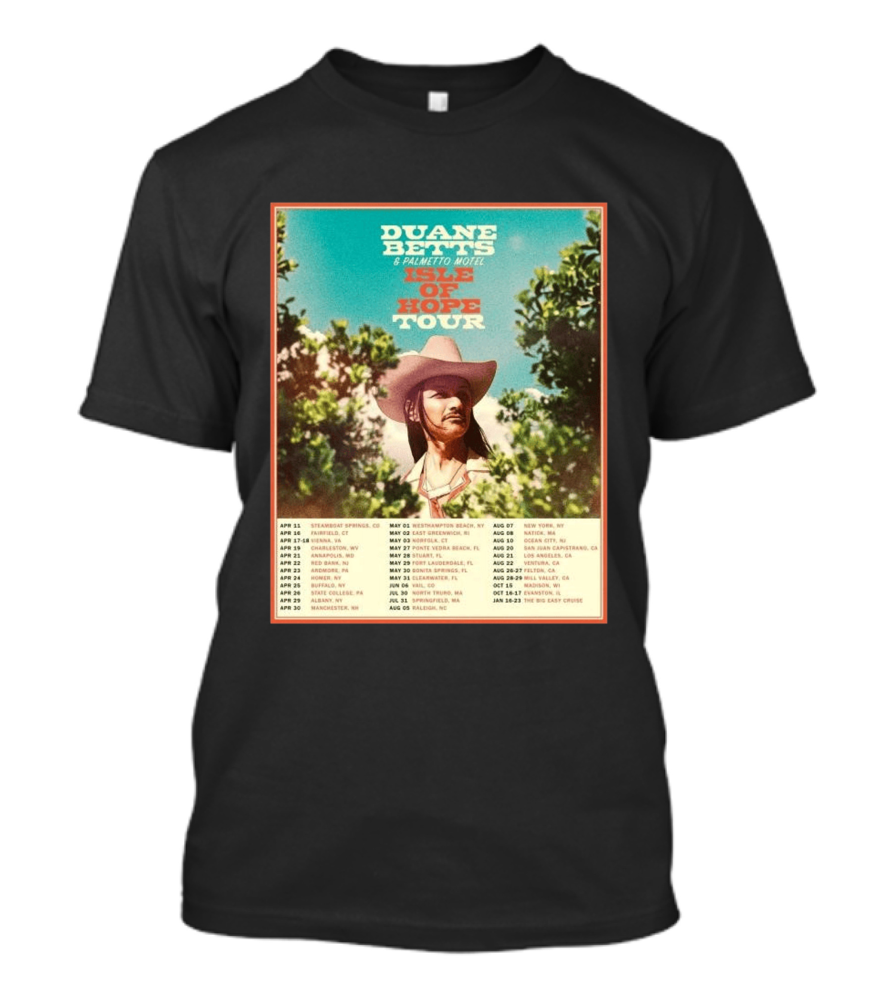 Duane Betts Palmetto Motel Isle Of Hope Tour Dates 2026 T-Shirt