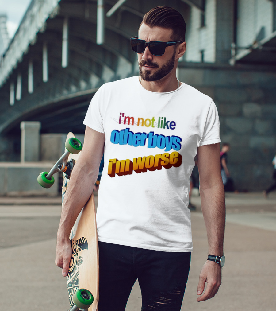 I'm Not Like Other Boys I'm Worse Retro Rainbow T-Shirt