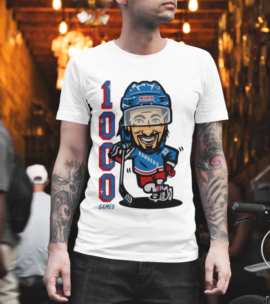 Mika Rangers 93 Hockey Player 1000 Games Celebration T-Shirt