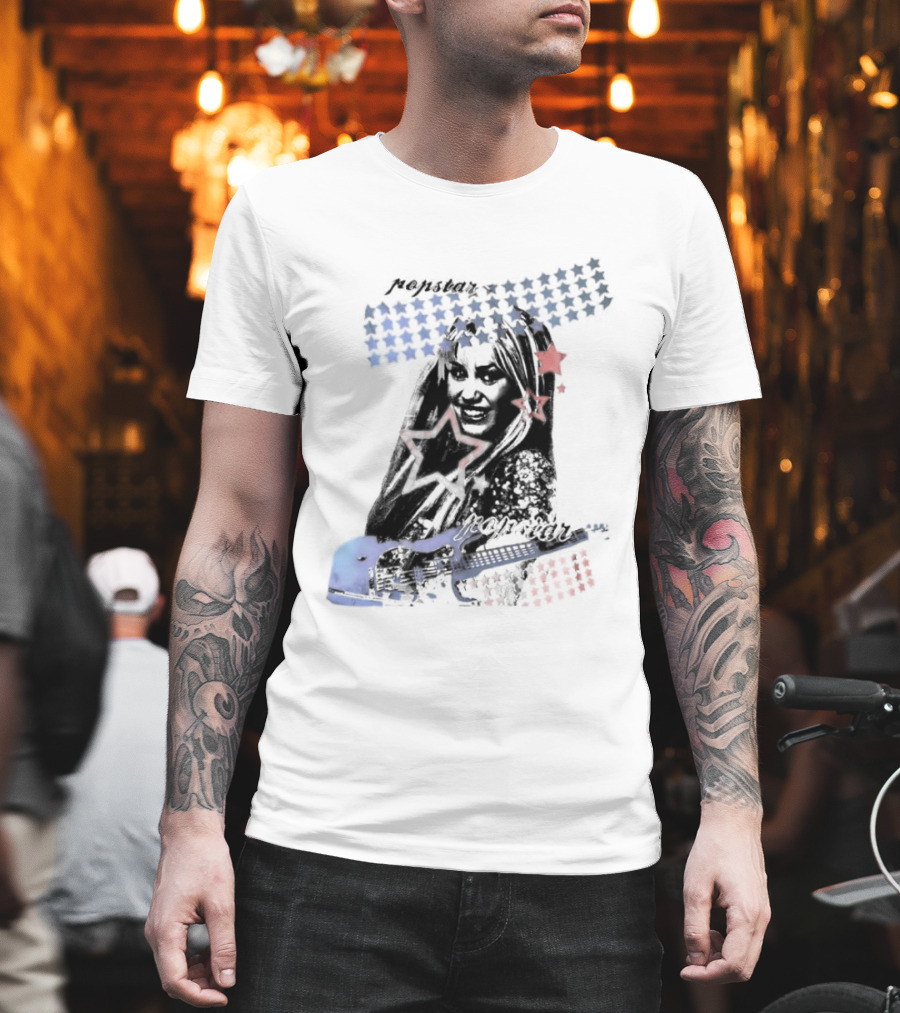 Miley Cyrus Hannah Montana Stars Guitar American Flag T-Shirt