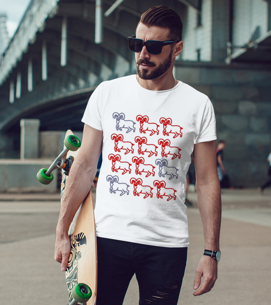 Ram Zodiac Aries Red Blue T-Shirt