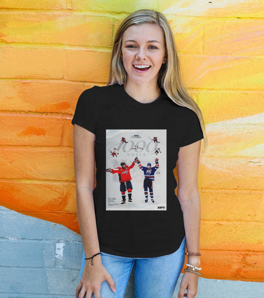 Alex Ovechkin Wayne Gretzky 1000 Goals NHL History ESPN Regular Season Playoffs T-Shirt
