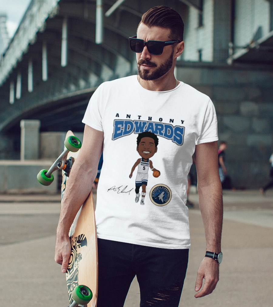 Anthony Edwards Wolves 5 Minnesota Timberwolves Basketball Player T-Shirt