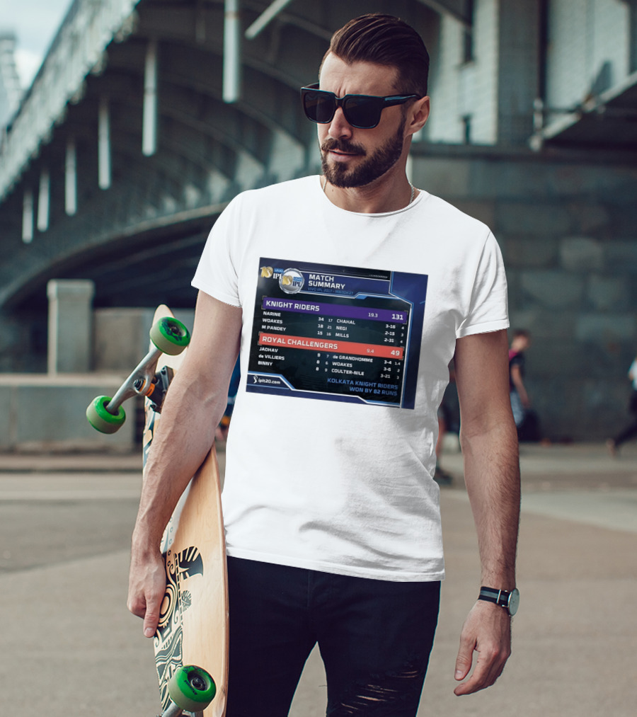 Knight Riders VS Royal Challengers VIVO IPL 2017 Match Summary 27 Victory 82 Runs T-Shirt