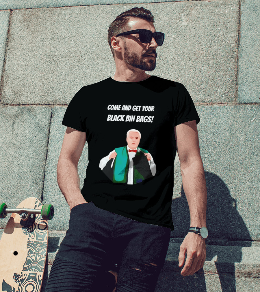 Brian Potter Come And Get Your Black Bin Bags Comic T-Shirt