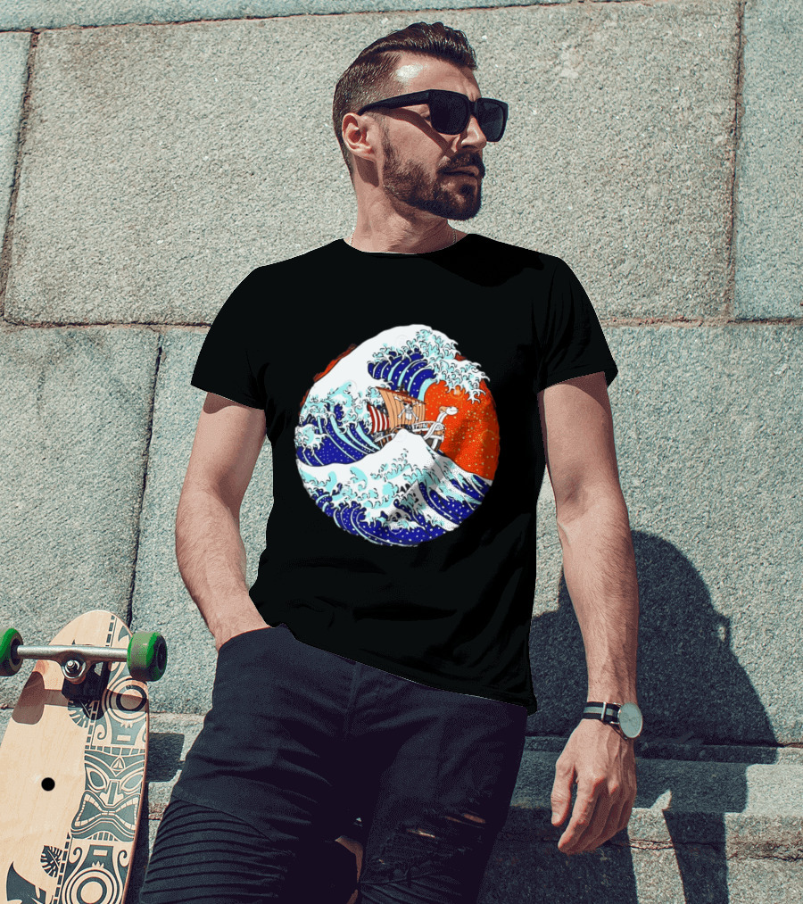 The Great Pirate Of Kanagawa Going Merry On A Great Wave Japanese Art Fusion T-Shirt