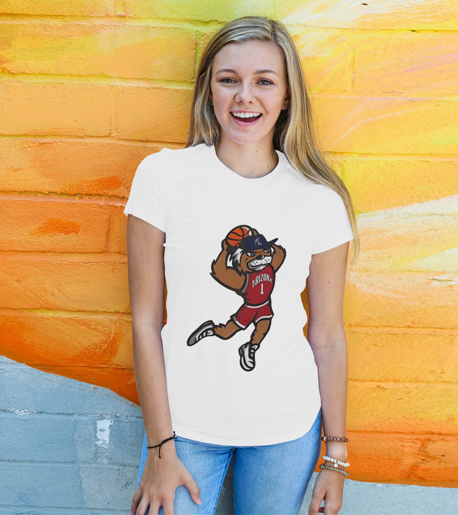 Arizona Wildcats Basketball Mascot Slam Dunk Action T-Shirt
