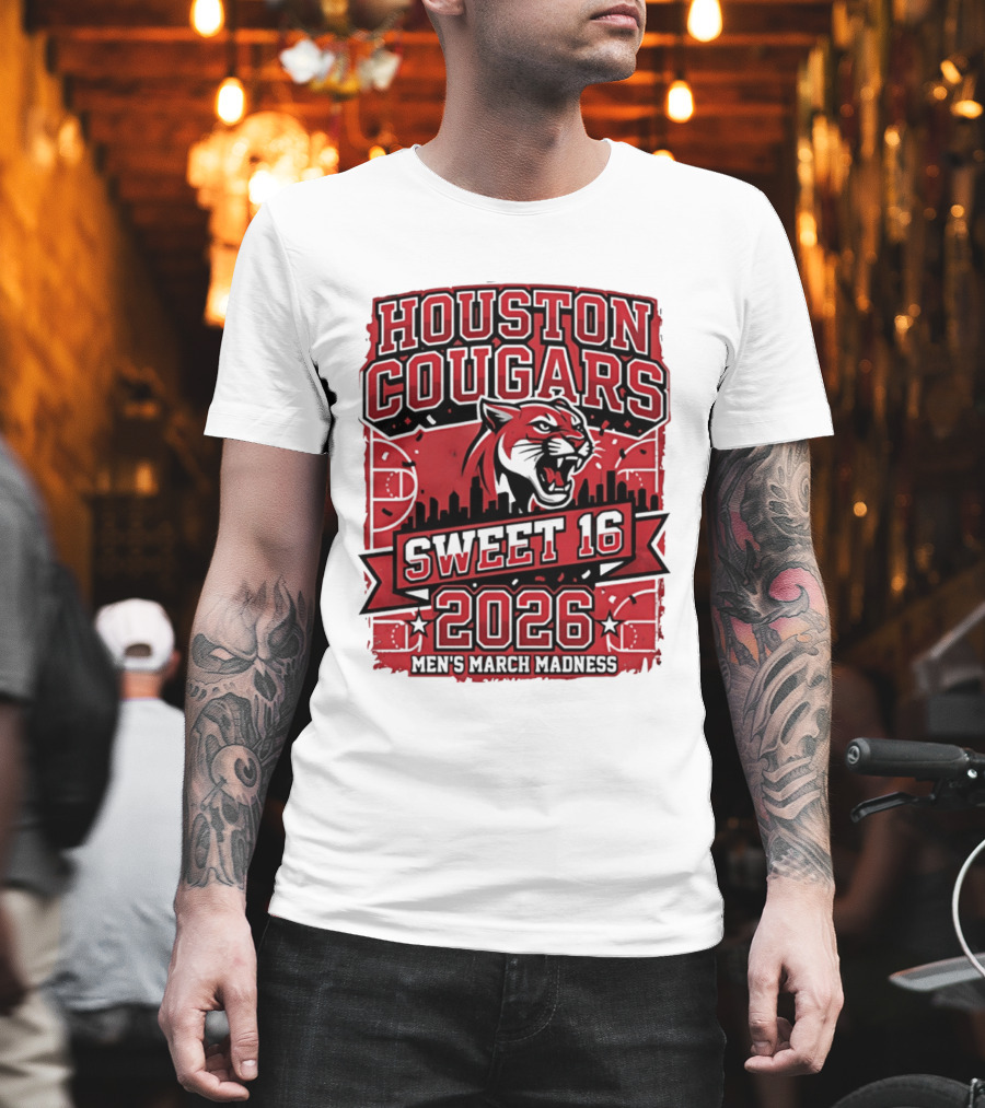 Houston Cougars 2026 NCAA Sweet 16 March Madness City Skyline T-Shirt