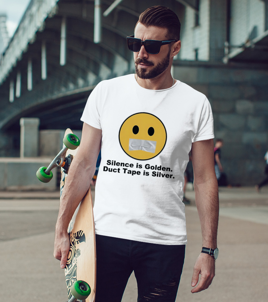 Silence Is Golden Duct Tape Is Silver Emoji With Duct Tape Mouth T-Shirt