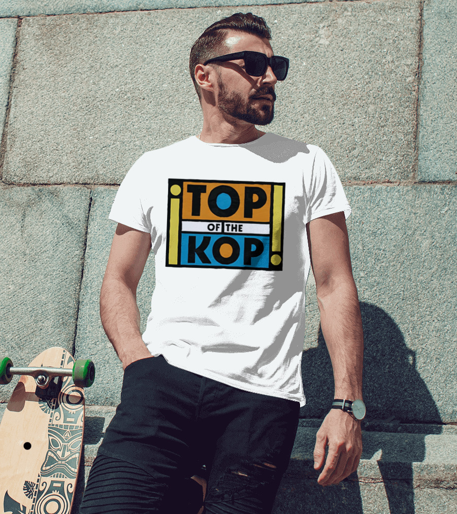 Top Of The Kop Block Lettering Bold Colorful Rectangles T-Shirt
