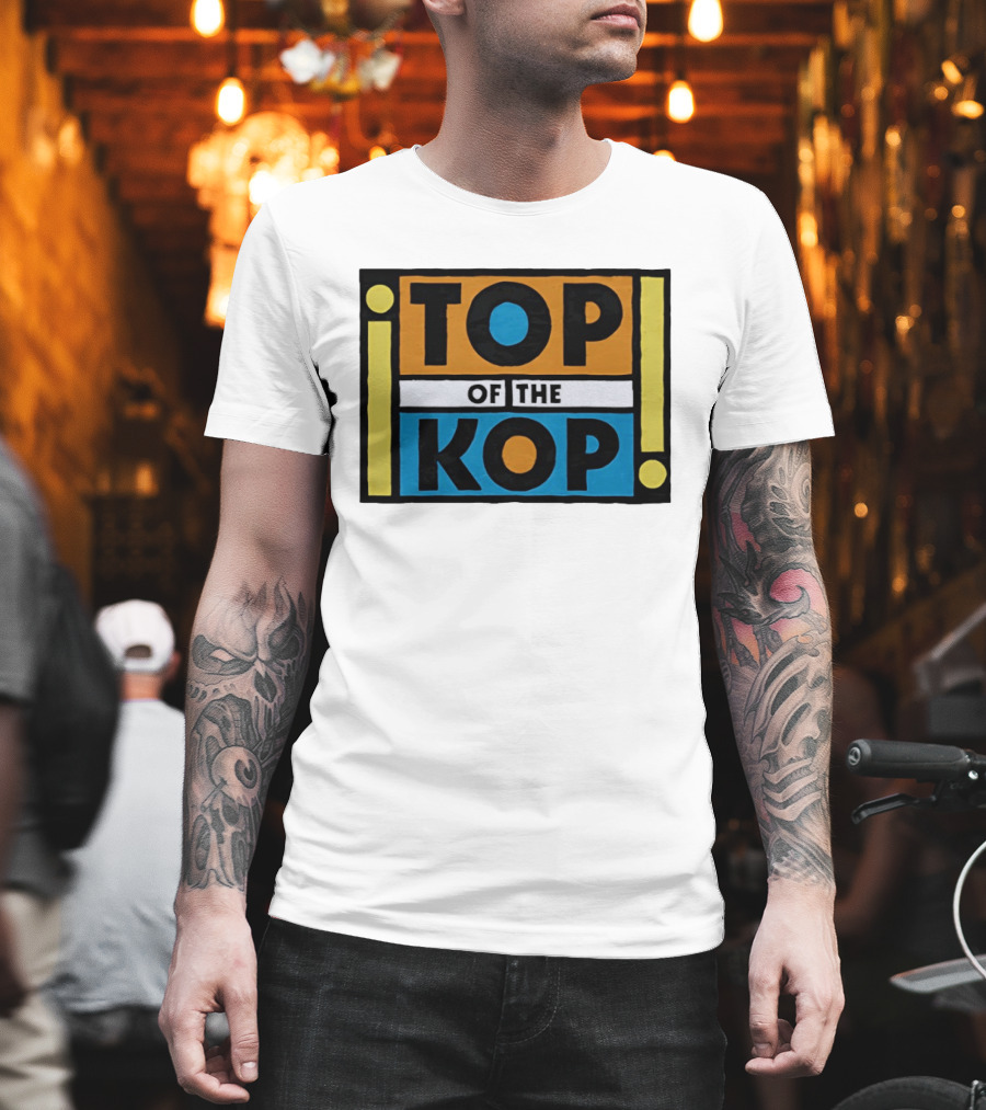 Top of the Kop Block Lettering Bold Colorful Rectangles T-Shirt