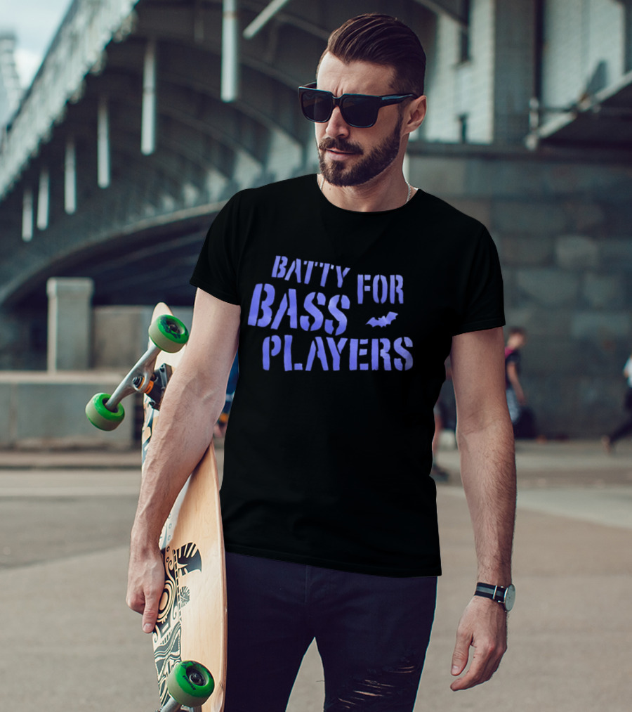 Batty For Bass Players Bat Icon Halloween T-Shirt