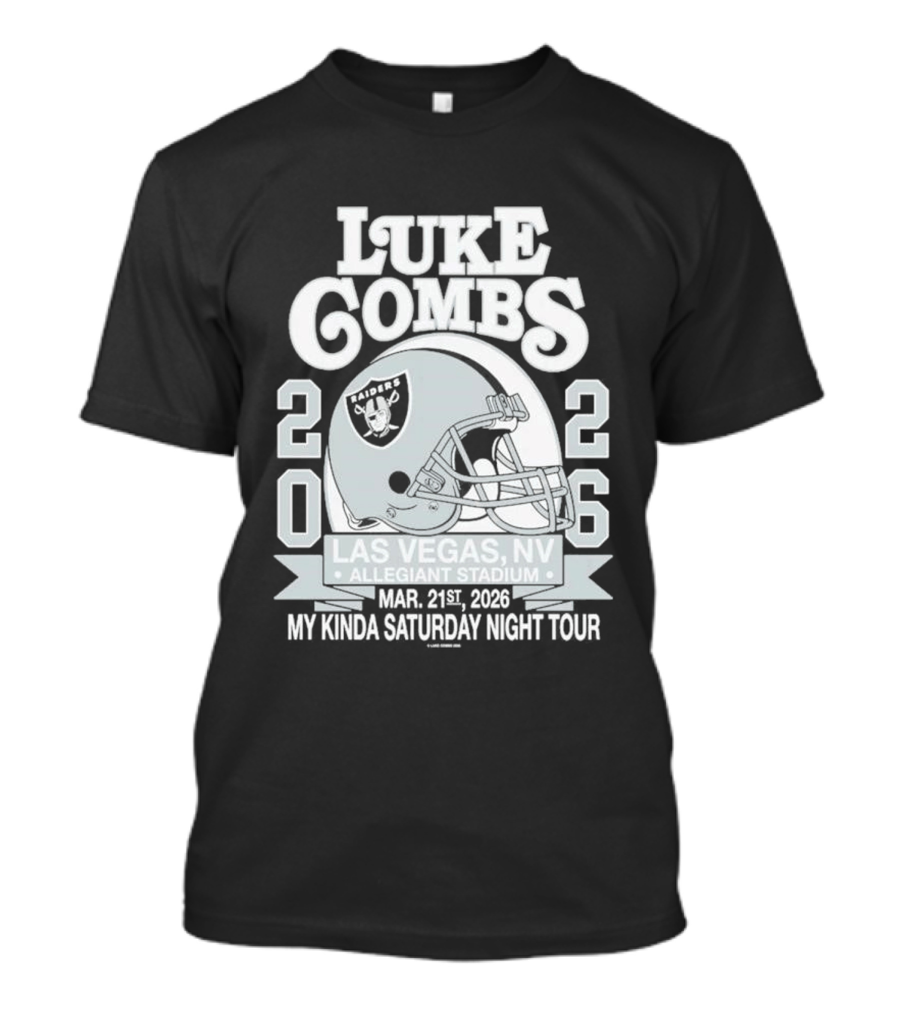 Luke Combs 2026 Las Vegas NV Allegiant Stadium Mar 21 My Kinda Saturday Night Tour NFL Helmet T-Shirt