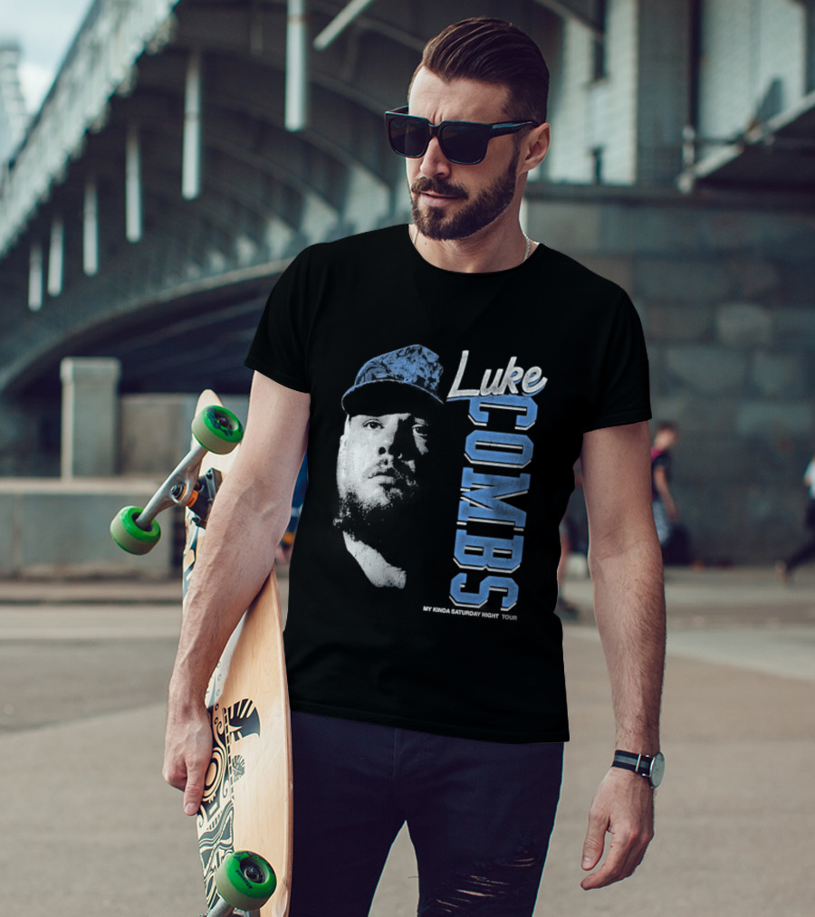 Luke Combs My Kinda Saturday Night Tour Hat And Bearded Face T-Shirt
