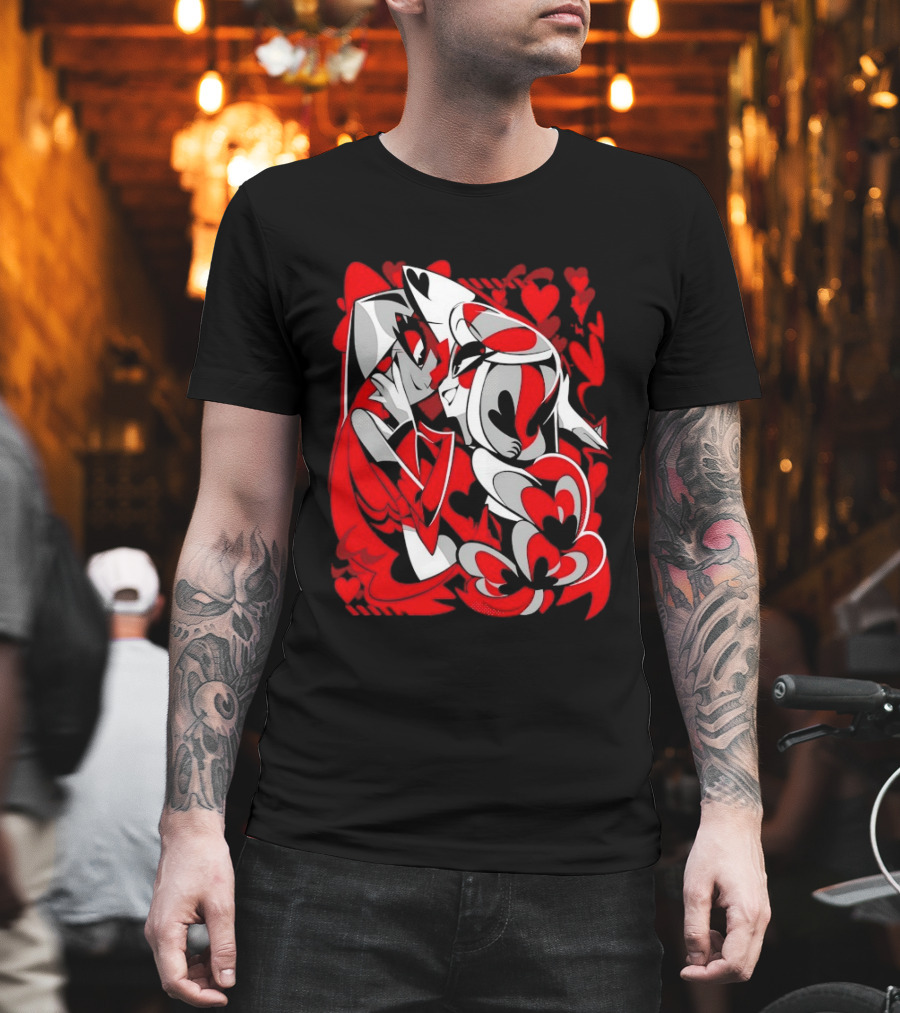 Charlie Morningstar Vaggie Hazbin Hotel Hearts T-Shirt