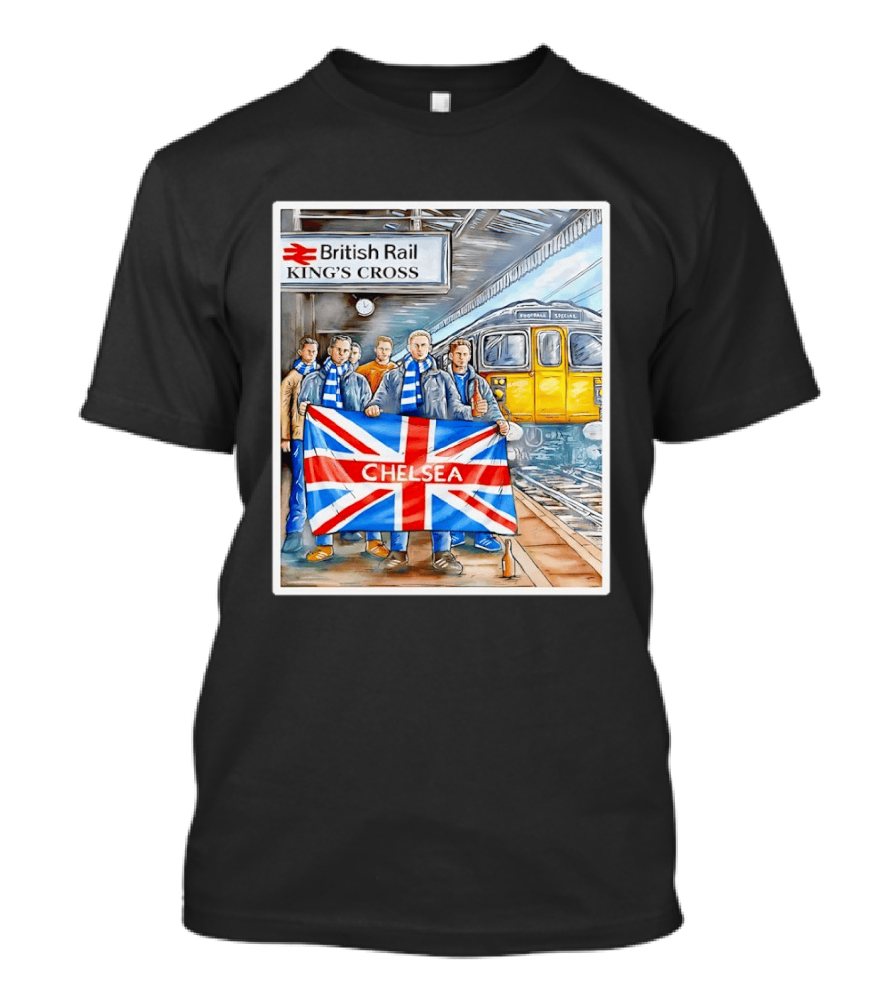 British Rail King's Cross Chelsea Flag Football Fans T-Shirt