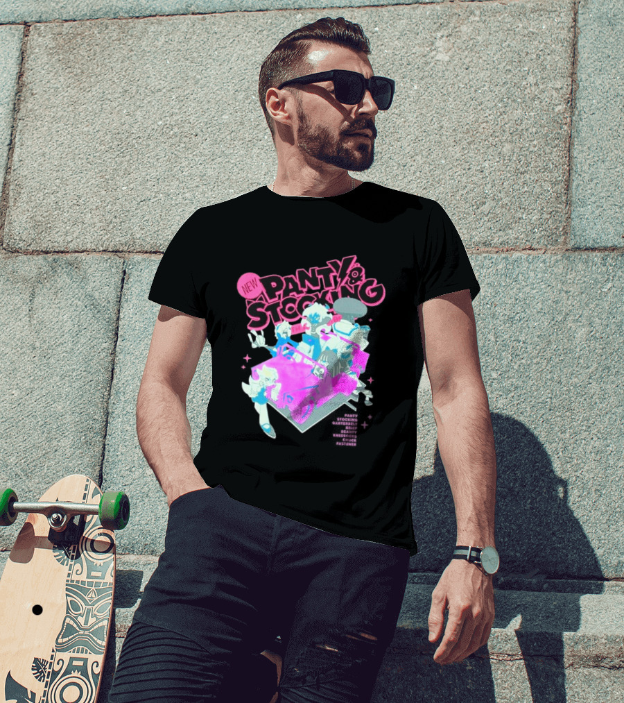 New Panty & Stocking With Garterbelt Anime Characters Colorful Car Scene T-Shirt