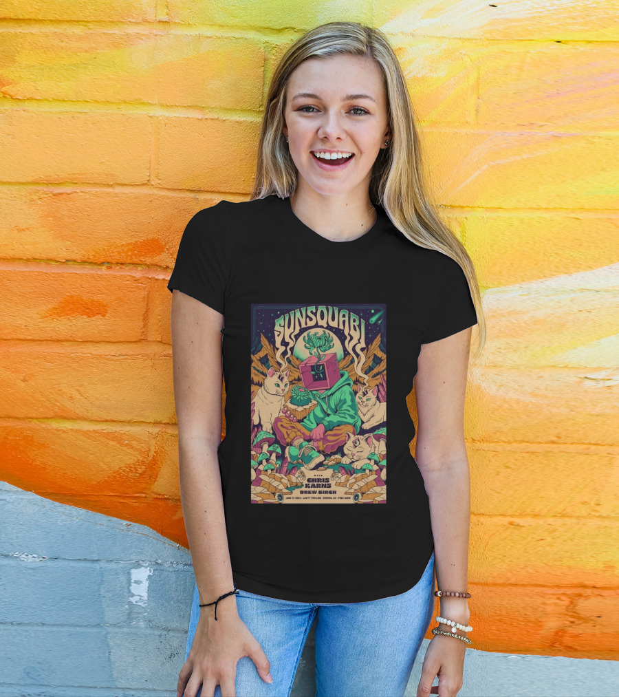 Sunsquabi Levitt Pavilion Denver Show June 13 2026 Free With Chris Karns Drew Birch T-Shirt