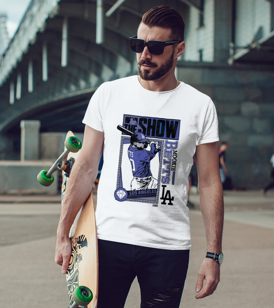 MLB The Show Mookie Betts 50 Los Angeles Dodgers Caricature T-Shirt
