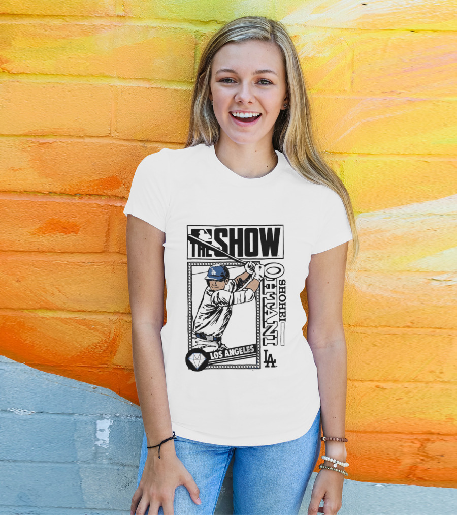 Shohei Ohtani 17 MLB The Show Los Angeles Dodgers Caricature T-Shirt