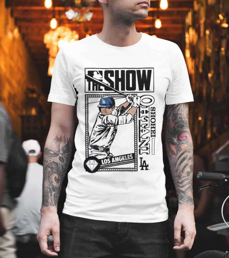 Shohei Ohtani 17 MLB The Show Los Angeles Dodgers Caricature T-Shirt