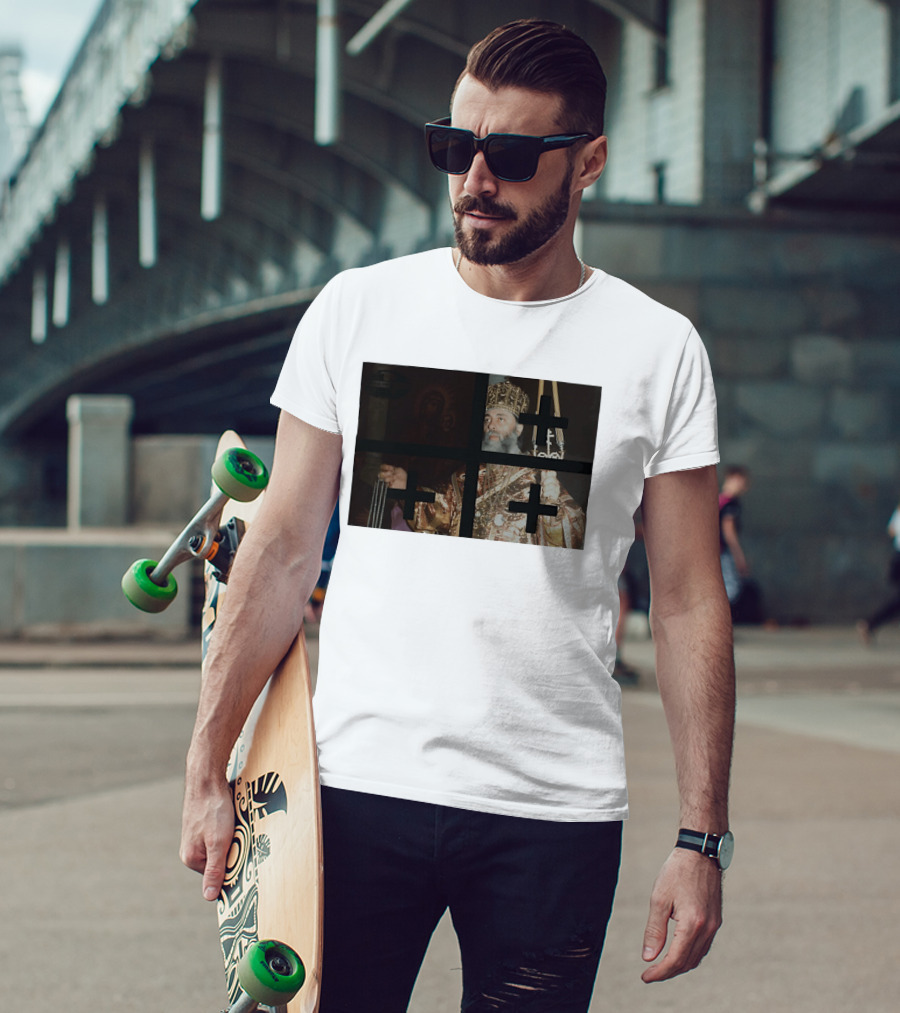 Georgian Orthodox Priest With Traditional Liturgical Garb And Crosses T-Shirt