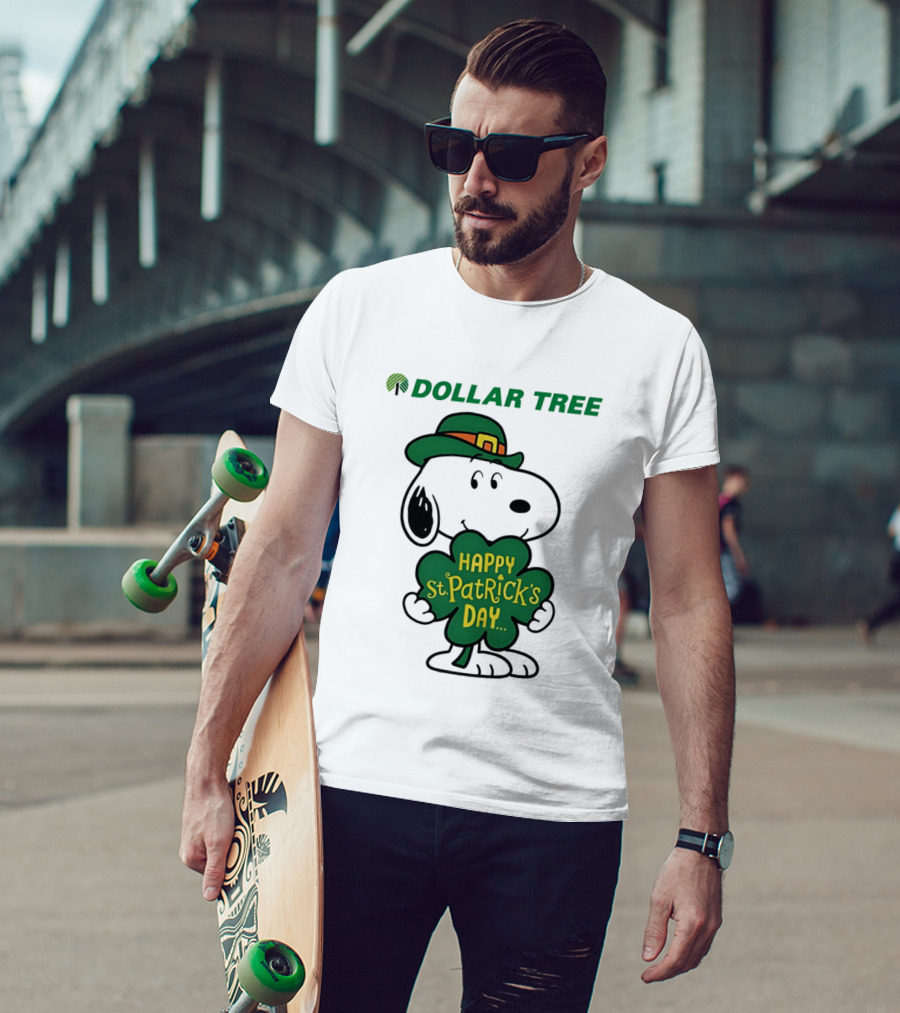 Dollar Tree Snoopy Happy St. Patrick's Day 2026 Clover Hat T-Shirt