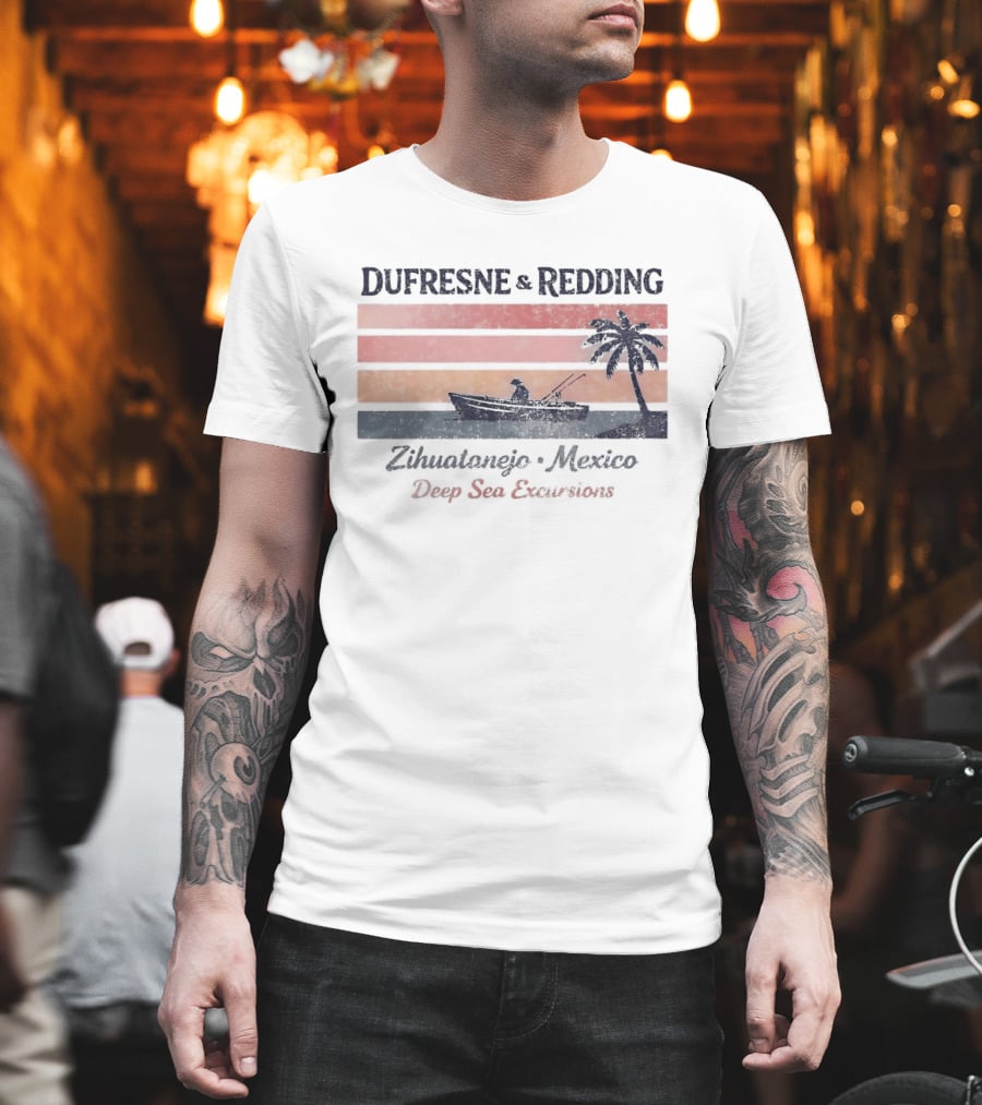 Dufresne And Redding Zihuatanejo Mexico Deep Sea Fishing Adventure Retro Palm Sunset T-Shirt