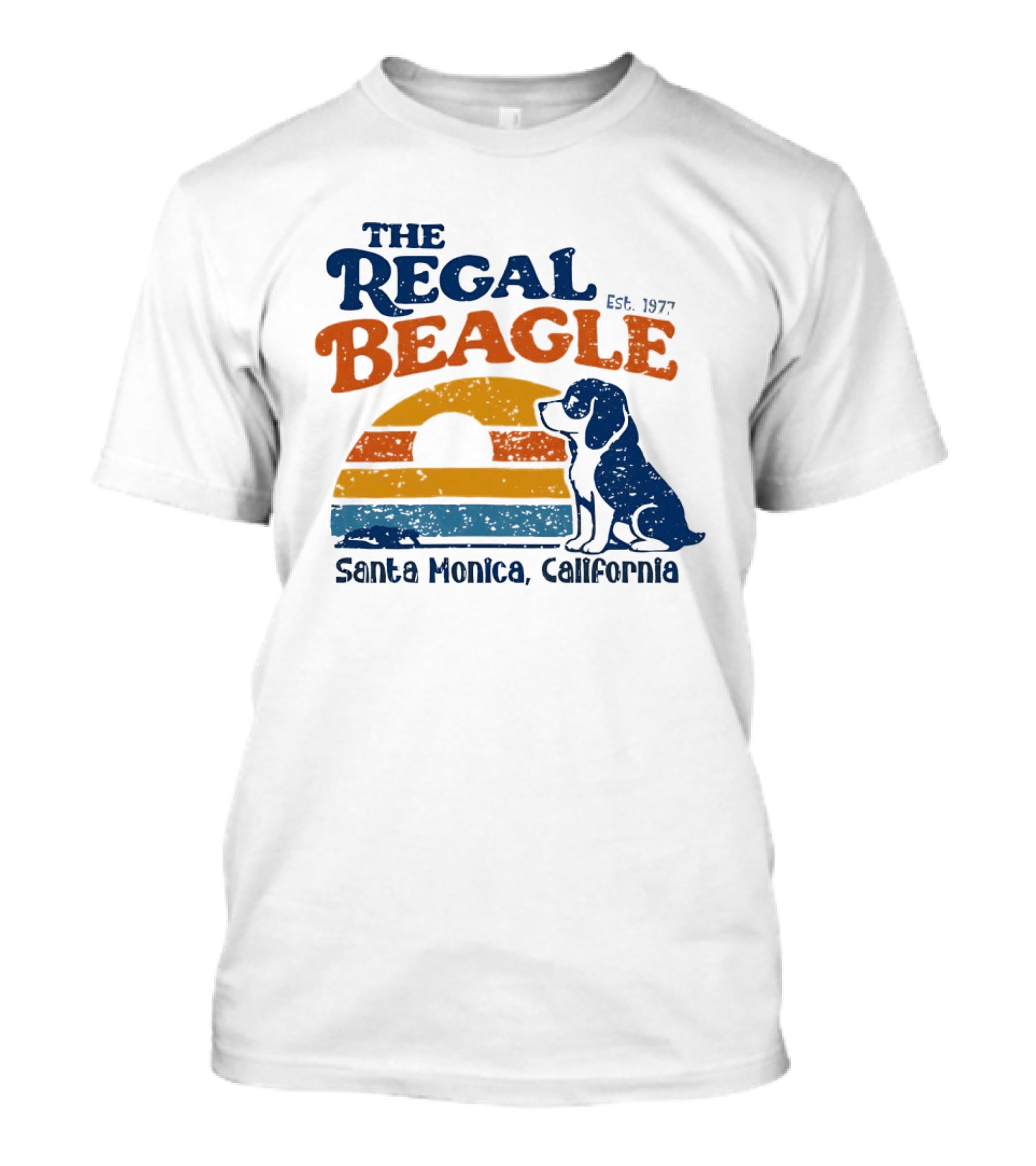 The Regal Beagle Santa Monica California Est 1977 Vintage Sunset Dog T-Shirt